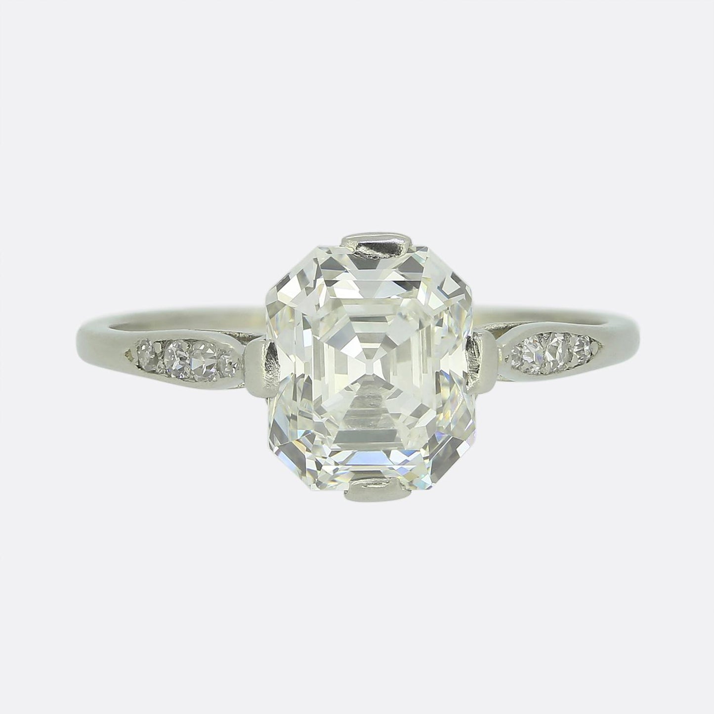 Art Deco 2.20 Carat Asscher Cut Diamond Engagement Eing
