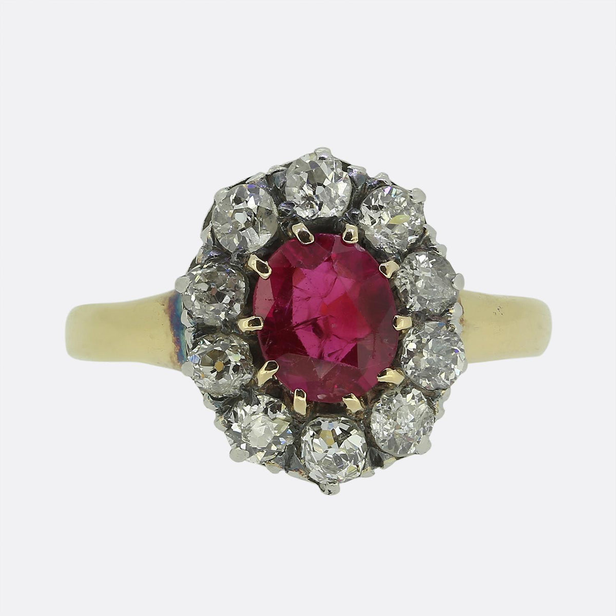 Vintage Ruby and Diamond Cluster Ring