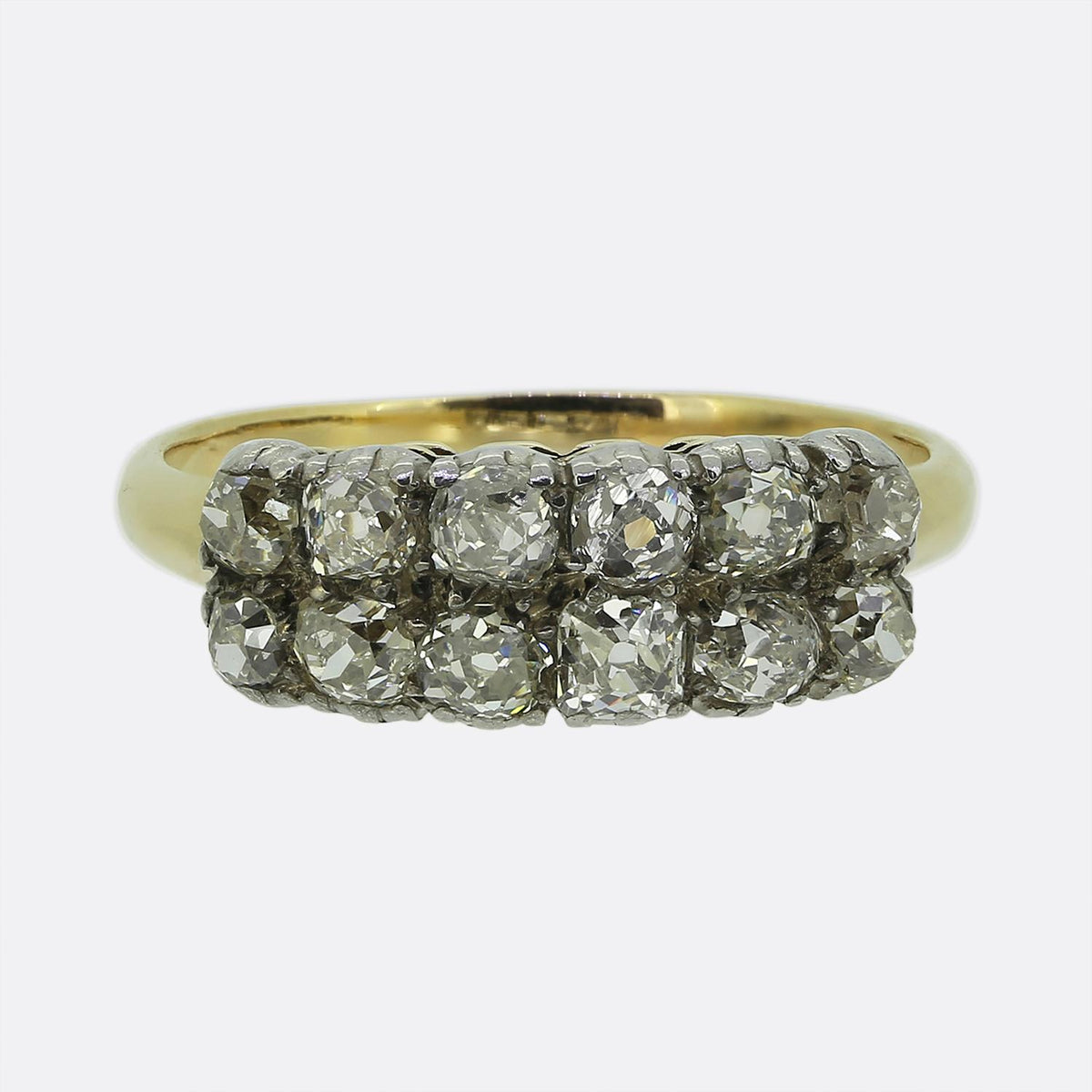 Antique Old Cut Diamond Two-Row Ring