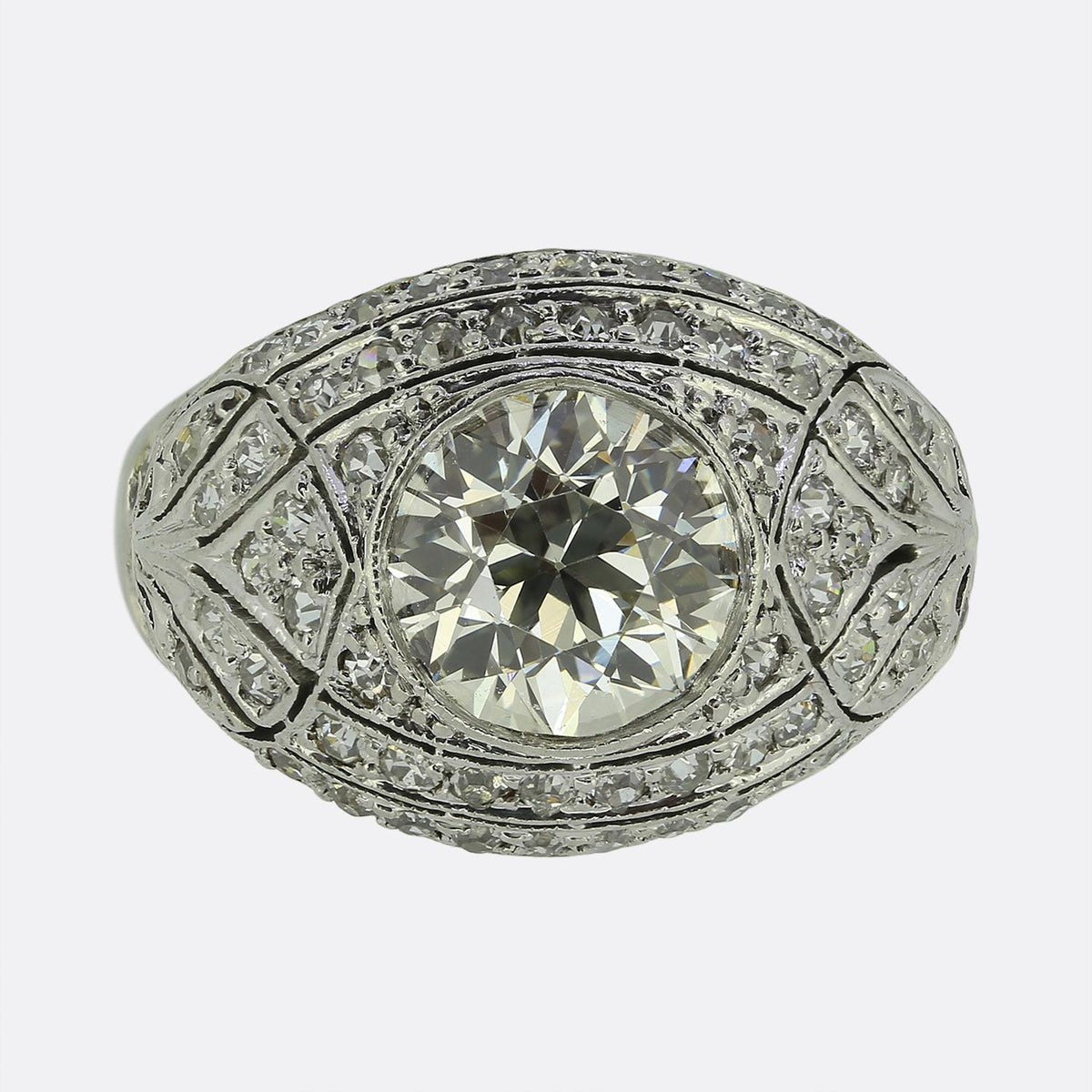Art Deco 2.00 Carat Diamond Bombe Ring