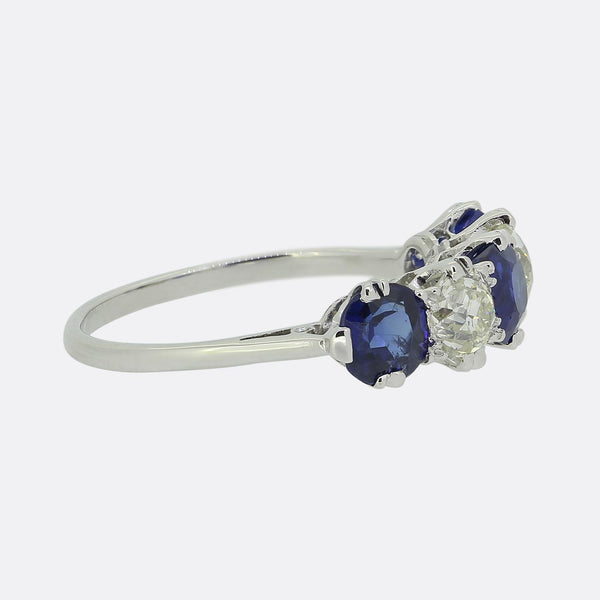 Vintage Sapphire and Diamond Five-Stone Ring