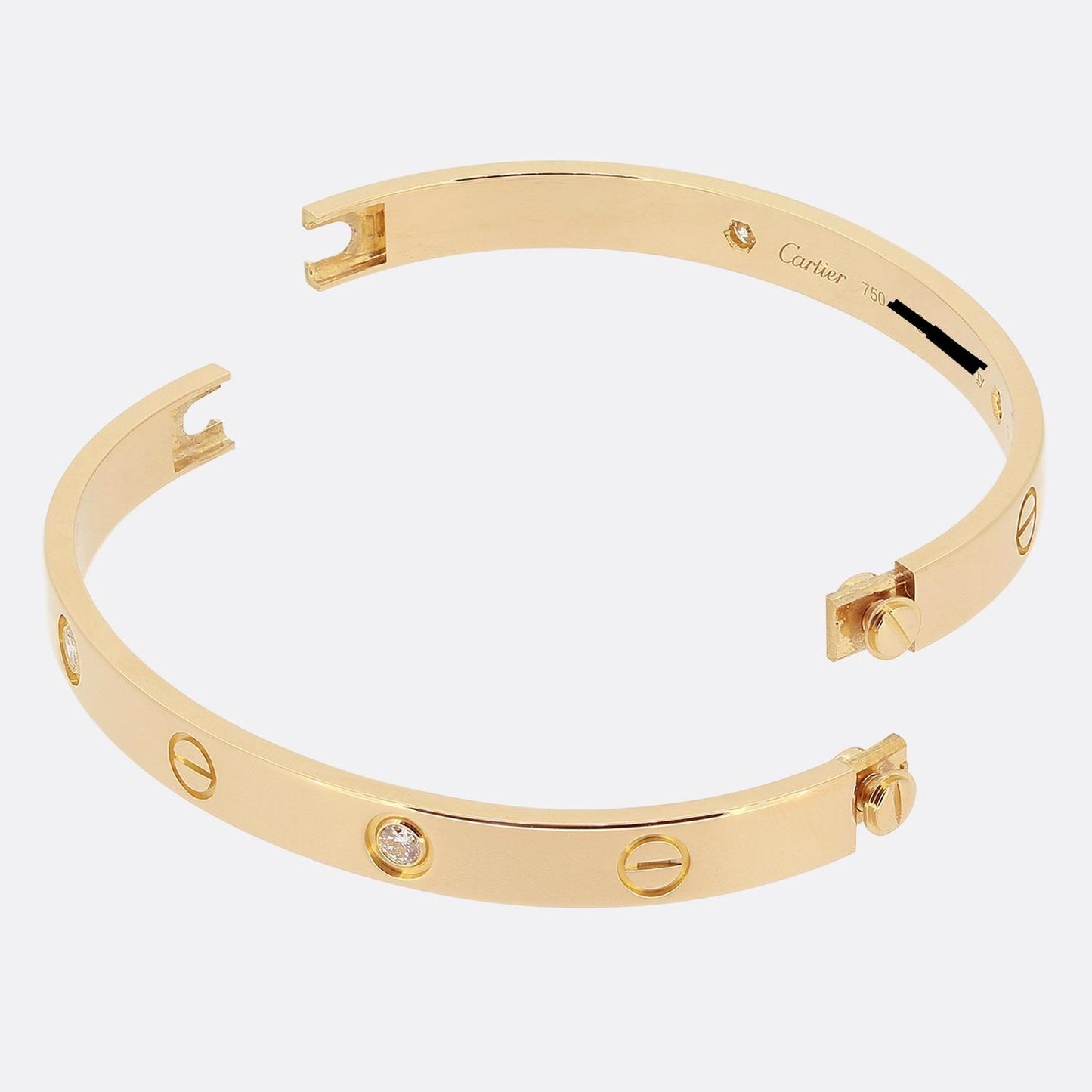Cartier Classic Model Four Diamond LOVE Bangle Size 17