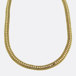 Victorian Etruscan Revival Gold Mesh Chain