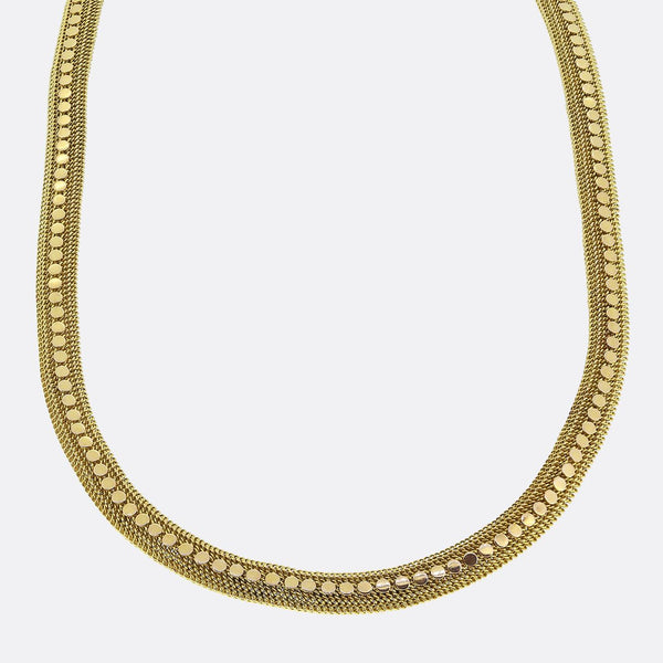 Victorian Etruscan Revival Gold Mesh Chain