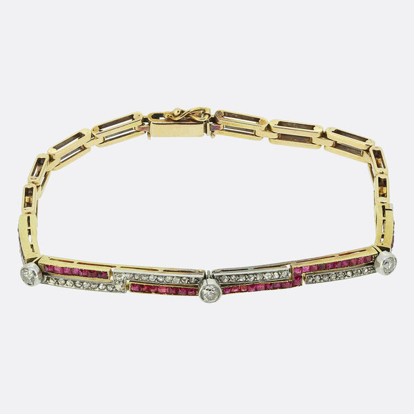 Art Deco Ruby and Diamond Bracelet