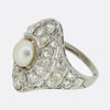 Antique Natural Pearl and Diamond Cluster Ring