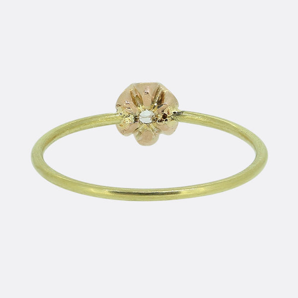 Vintage 0.12 Carat Diamond Stackable Flower Ring