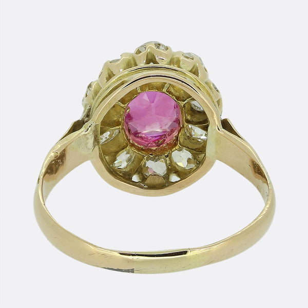 Antique Pink Sapphire and Diamond Cluster Ring