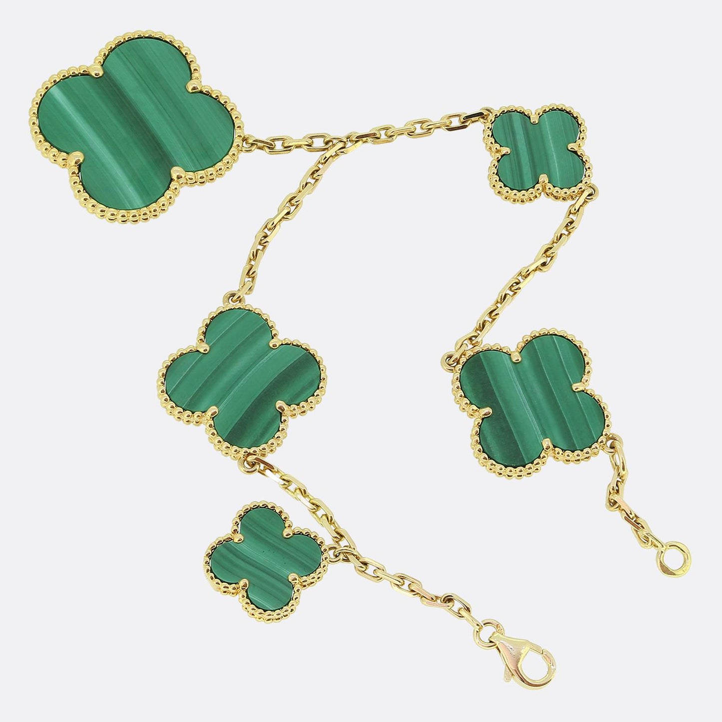 Van Cleef & Arpels Vintage Alhambra Five Motif Malachite Bracelet
