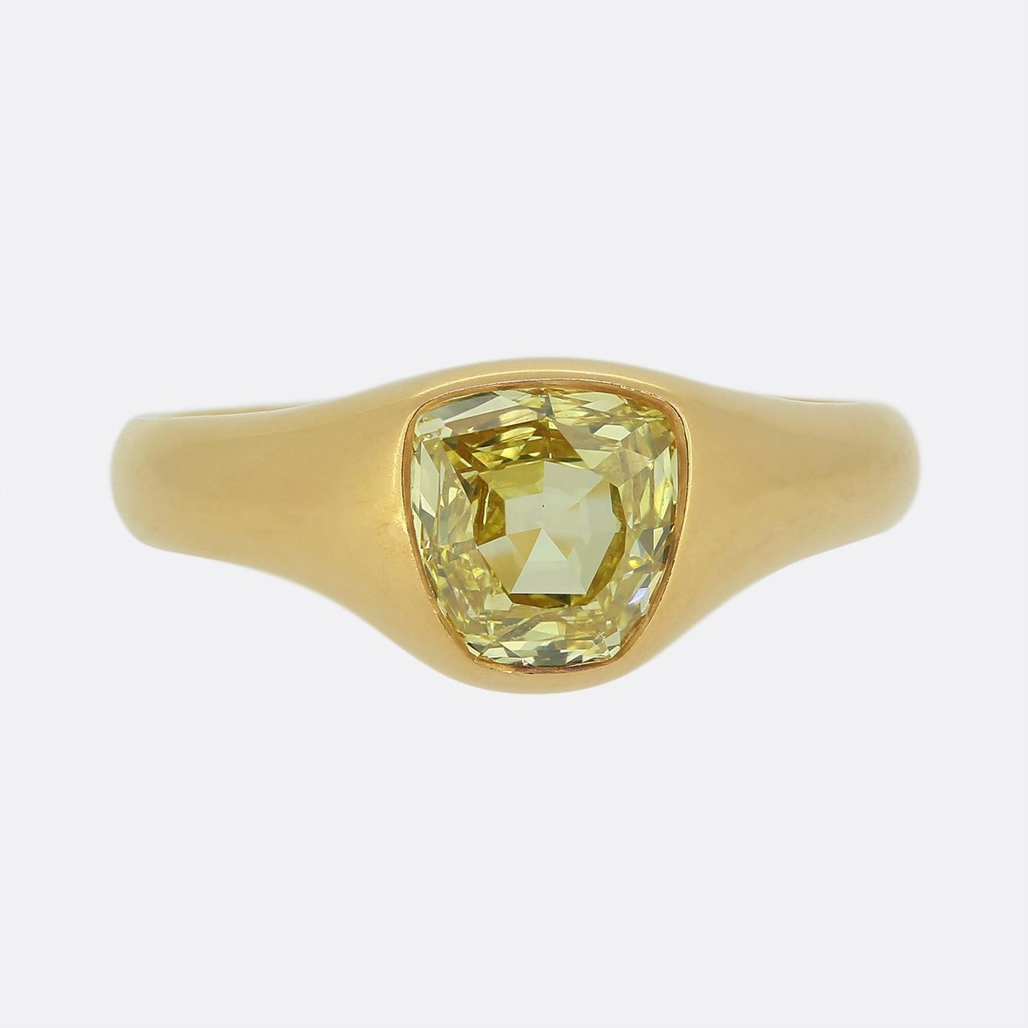1.57 Fancy Vivid Yellow Trapezoid Diamond Single Stone Ring