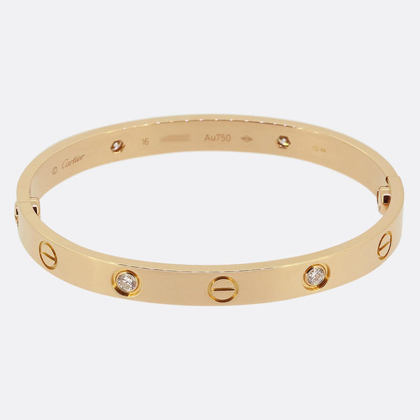 Cartier Four Diamond LOVE Bangle Size 16