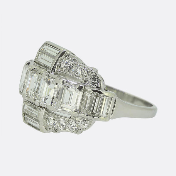 Mid-Century Diamond Cluster Ring