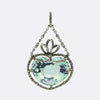 Edwardian Aquamarine Heart and Diamond Drop Pendant