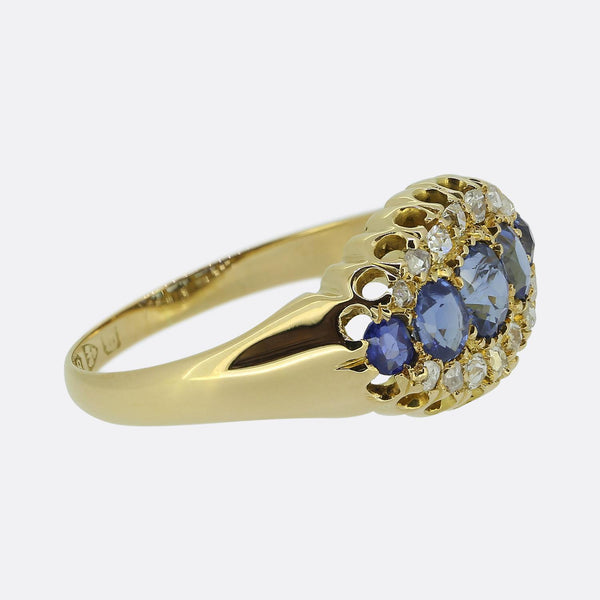 Antique Five-Stone Sapphire and Diamond Ring