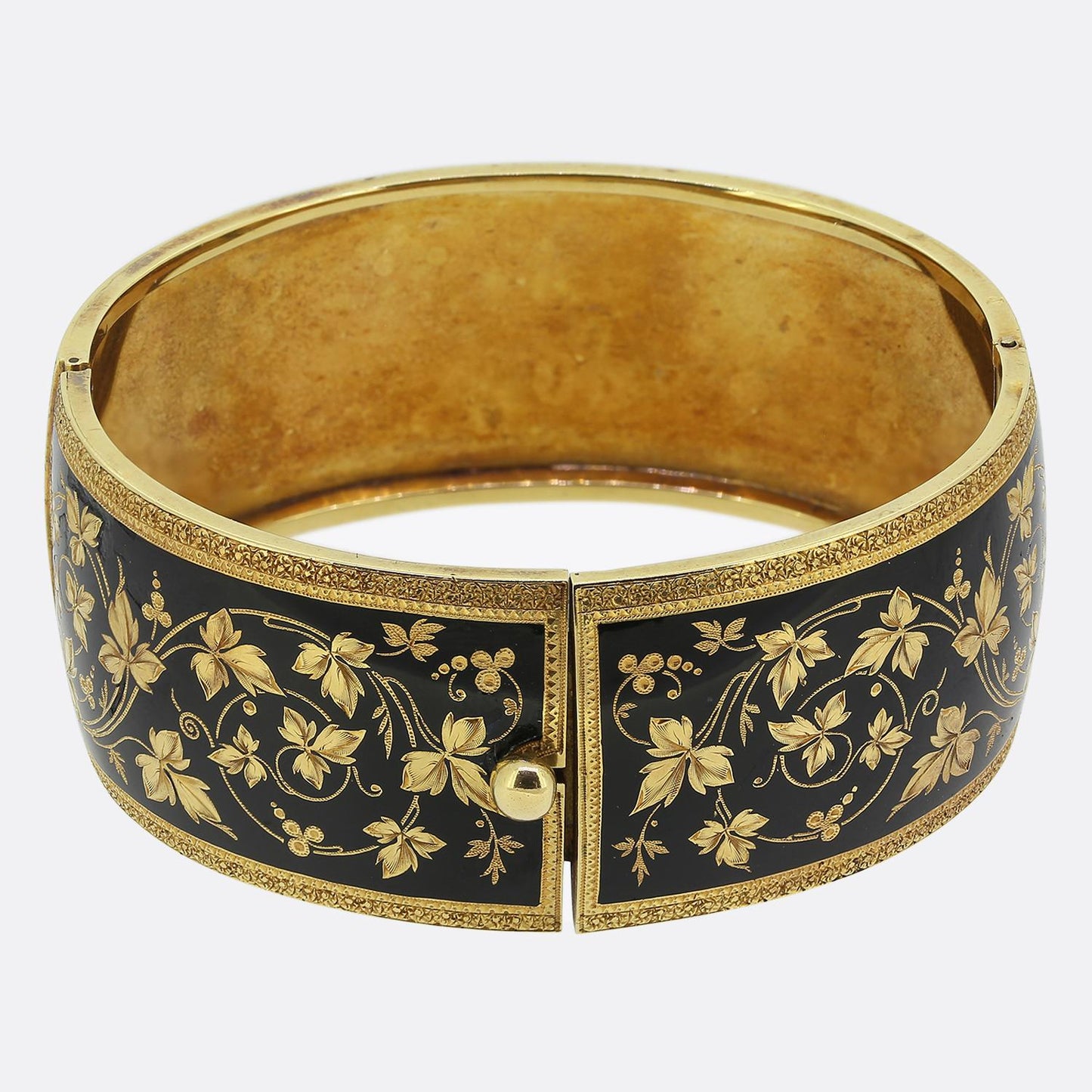 Victorian Pearl and Enamel Foliated Bangle