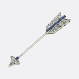 Cartier Art Deco Sapphire and Diamond Arrow Jabot Pin