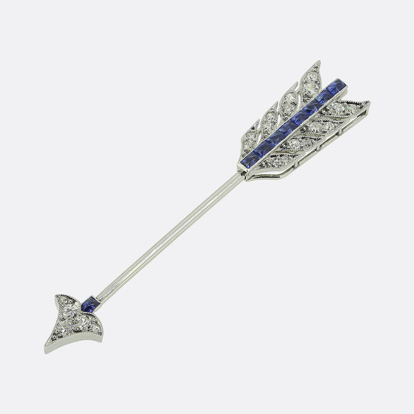Cartier Art Deco Sapphire and Diamond Arrow Jabot Pin