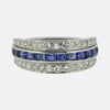 Art Deco Sapphire Ruby and Diamond Day and Night Ring