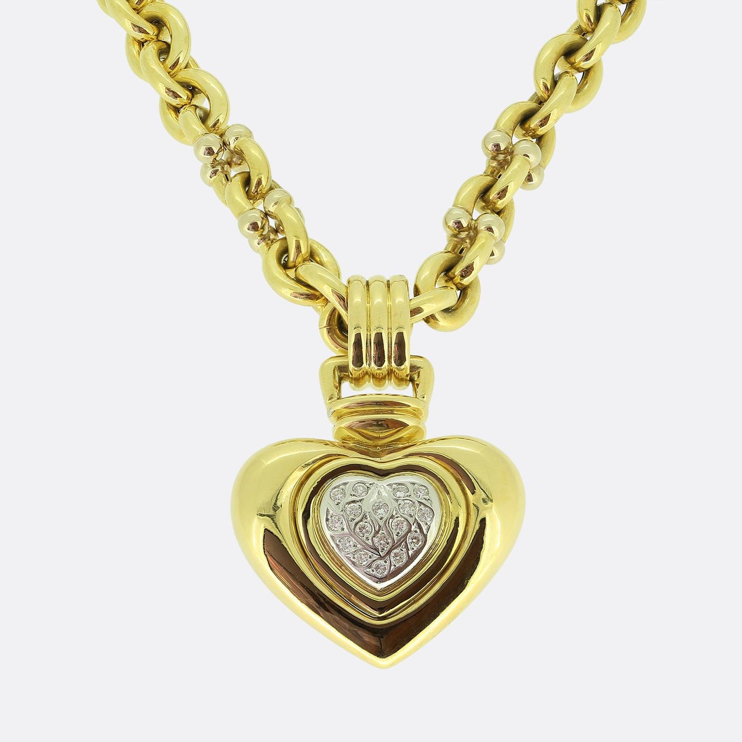 Vintage Diamond Heart-Shaped Pendant Necklace