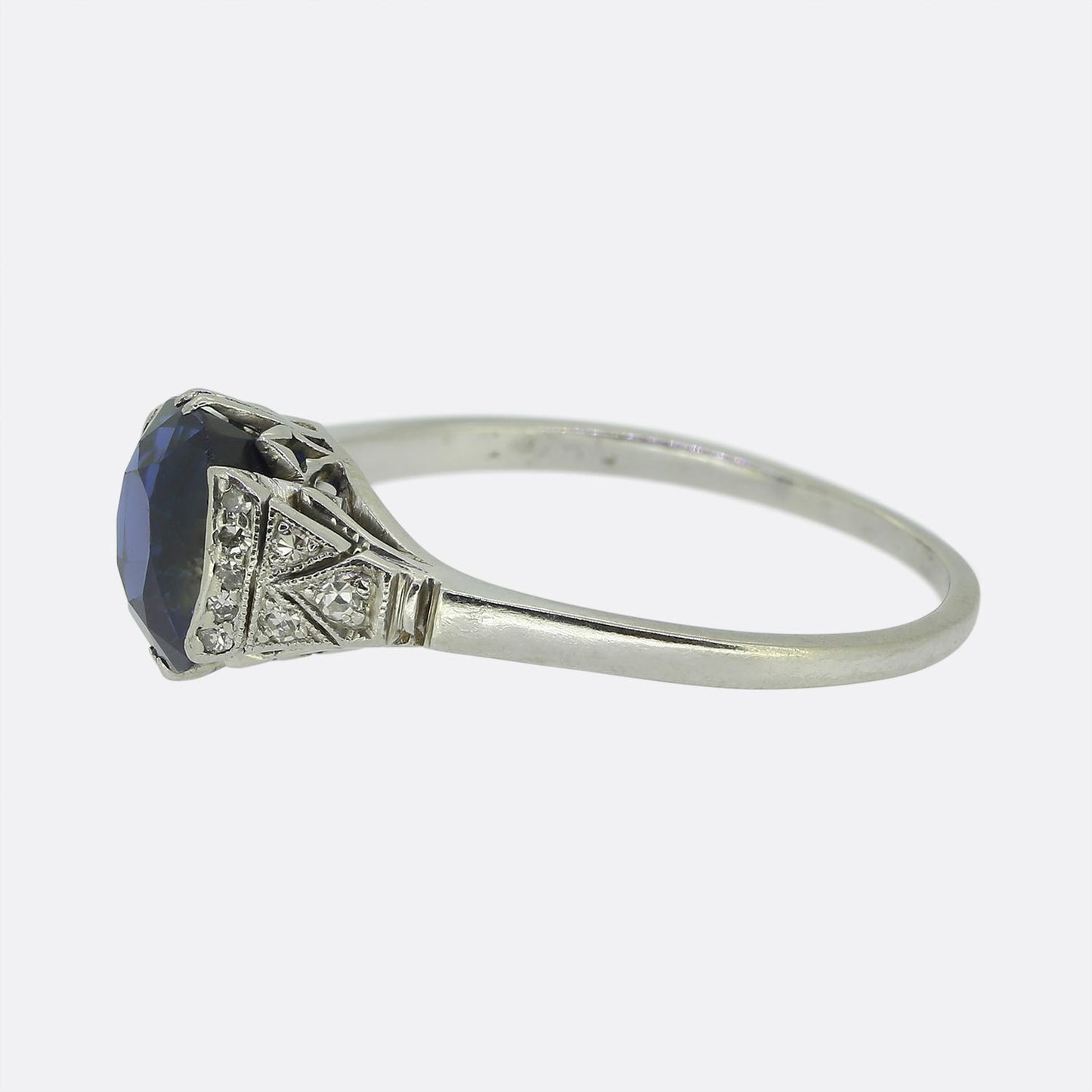 Art Deco 1.60 Carat Sapphire and Diamond Ring