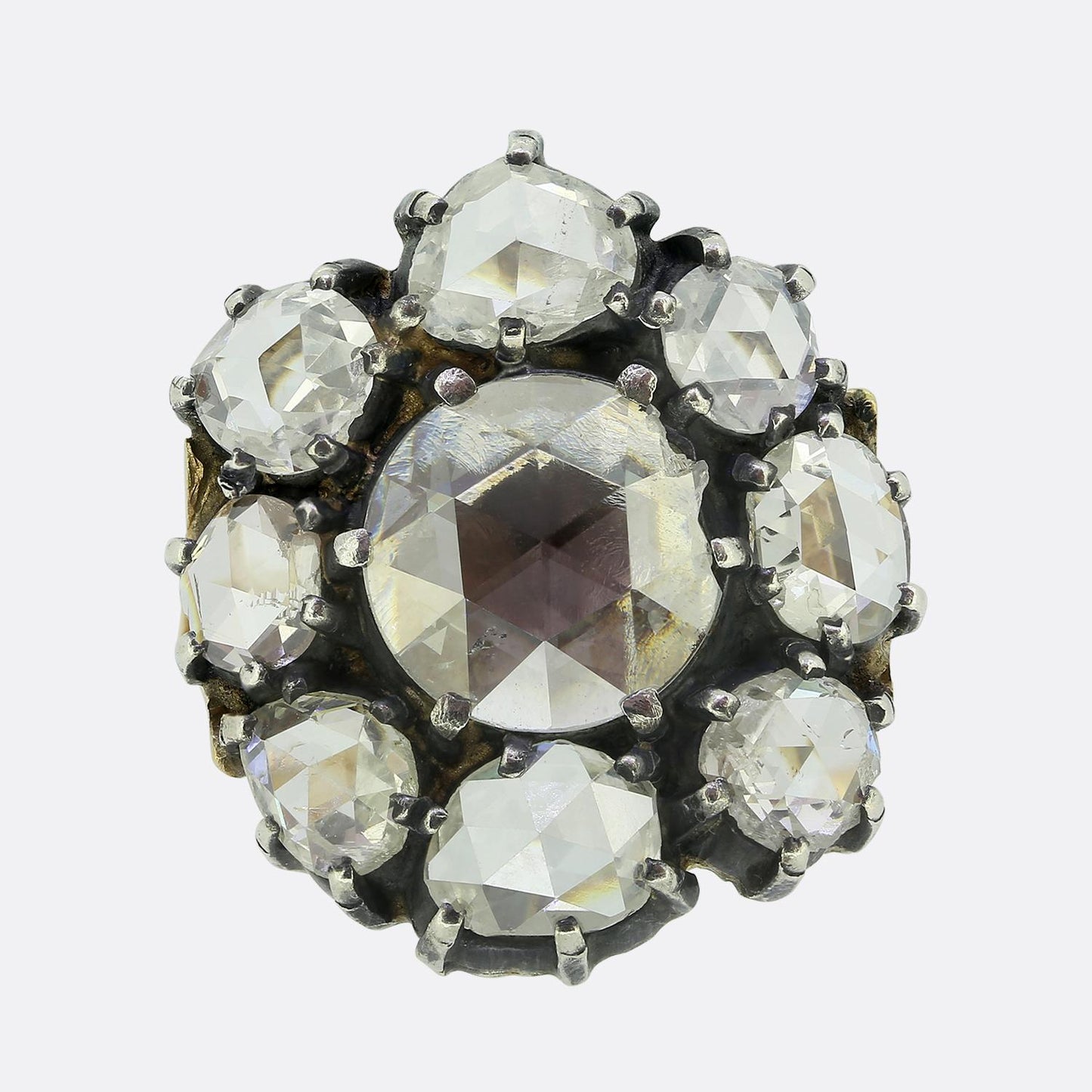 Victorian Rose Cut Diamond Cluster Ring