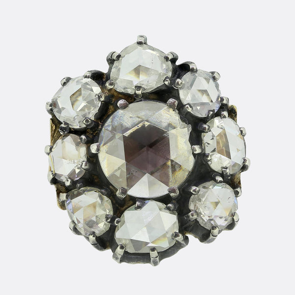 Victorian Rose Cut Diamond Cluster Ring
