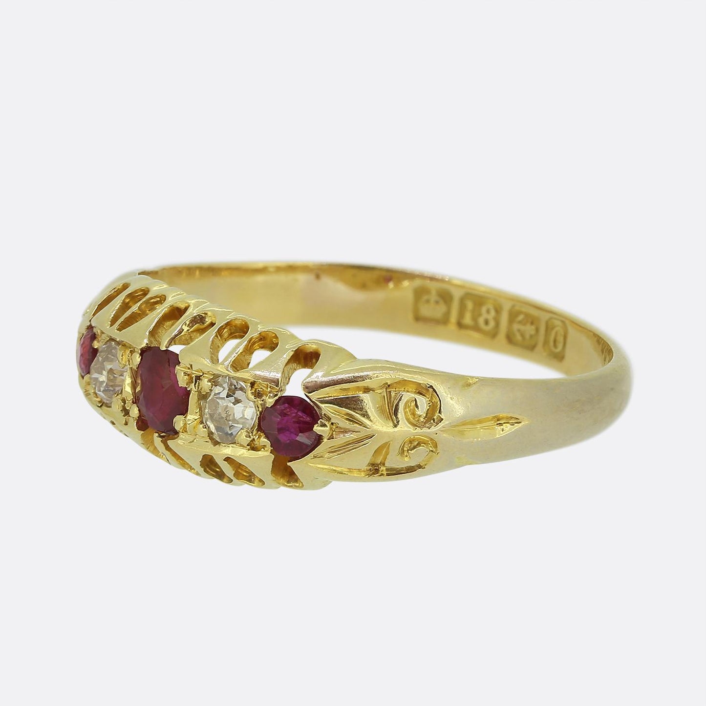 Victorian Ruby and Diamond Five-Stone Ring