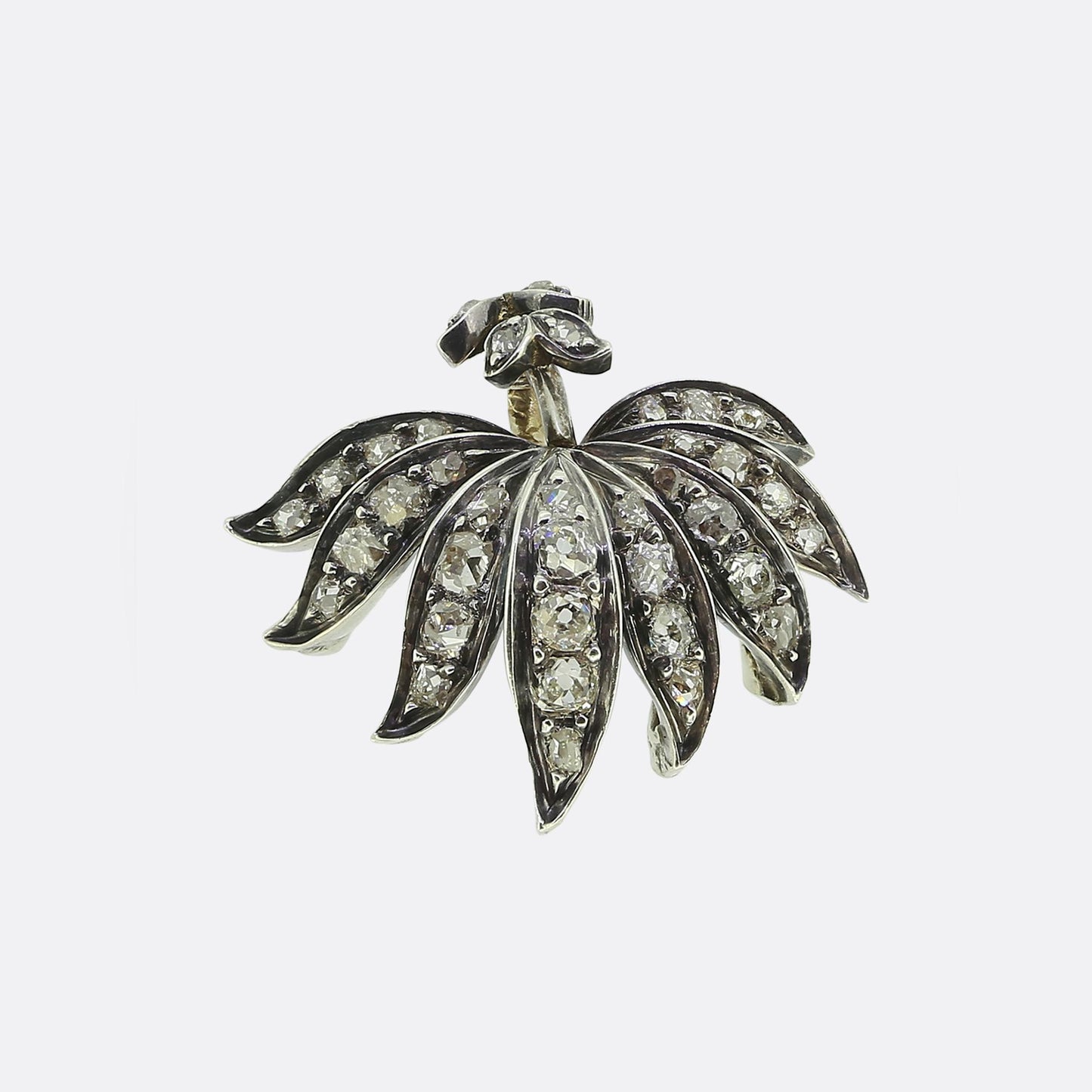 Victorian Old Cut Diamond Leaf Pendant