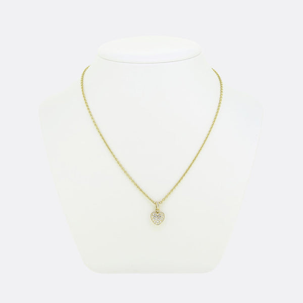Cartier Pave Heart Pendant Necklace