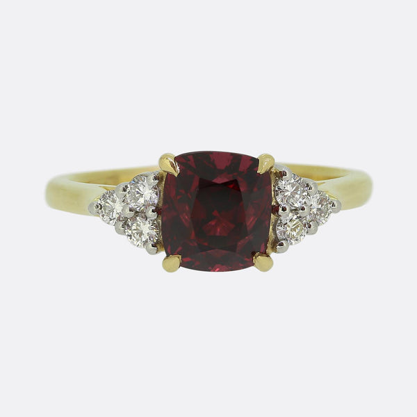 Vintage Spinel and Diamond Ring