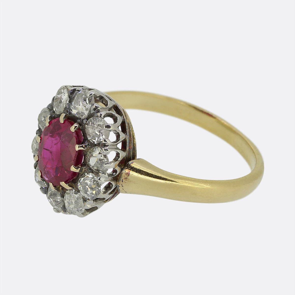 Vintage Ruby and Diamond Cluster Ring