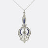 Art Deco Sapphire and Diamond Drop Pendant Necklace