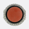 Art Deco Style Coral Onyx and Diamond Ring