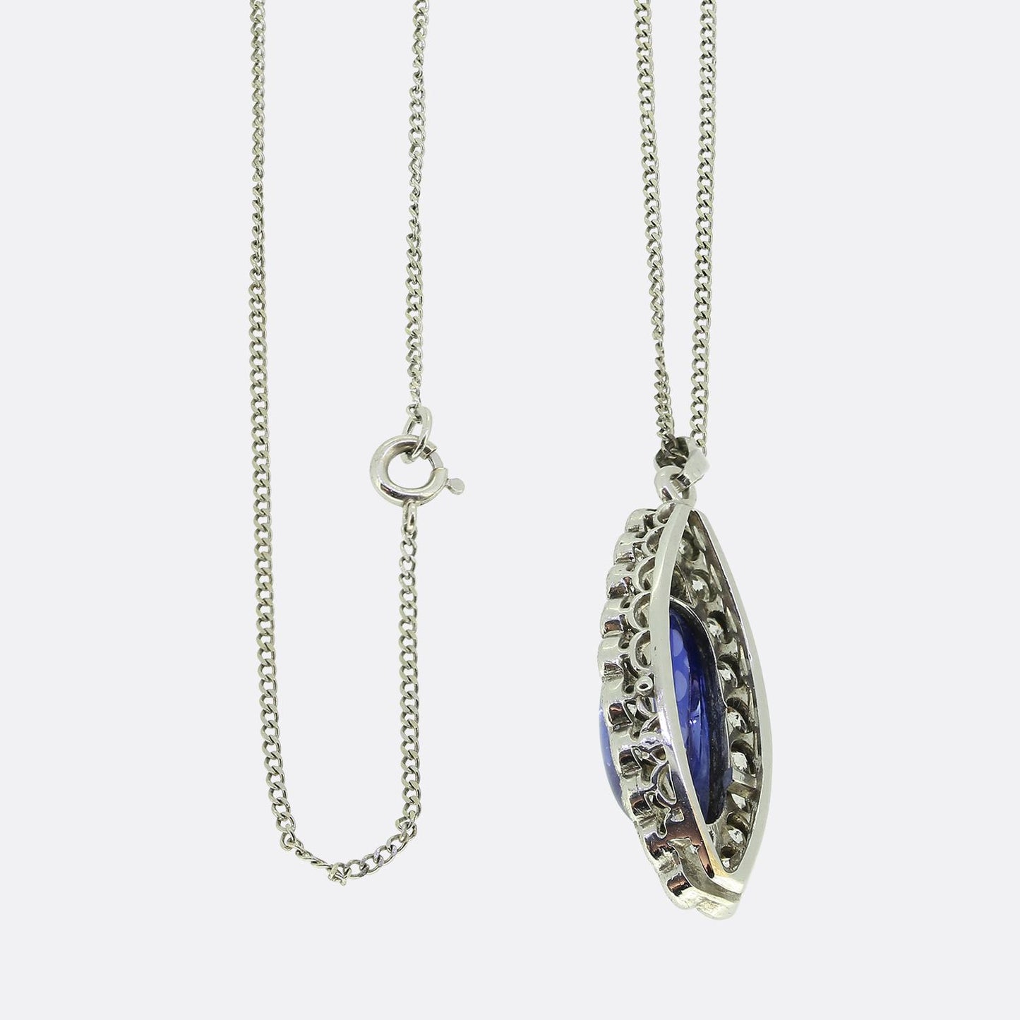 Art Deco Sapphire and Diamond Pendant Necklace