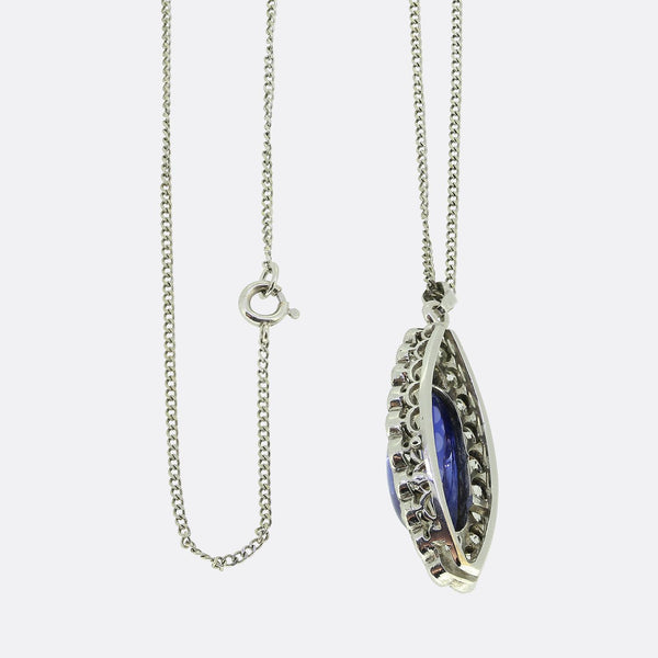 Art Deco Sapphire and Diamond Pendant Necklace