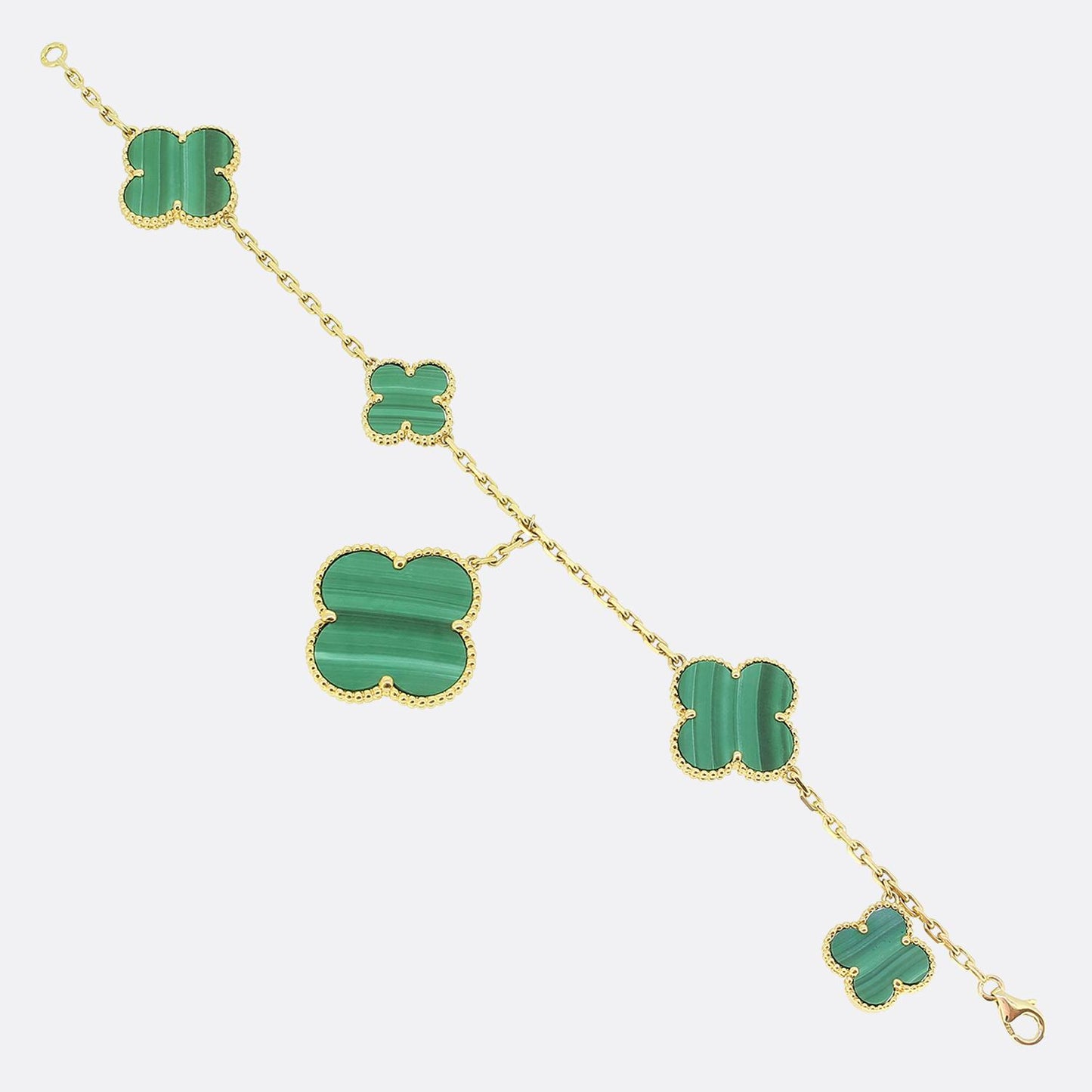 Van Cleef & Arpels Vintage Alhambra Five Motif Malachite Bracelet