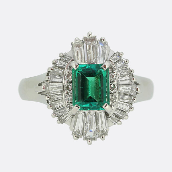 0.60 Carat Emerald and Diamond Cluster Ring