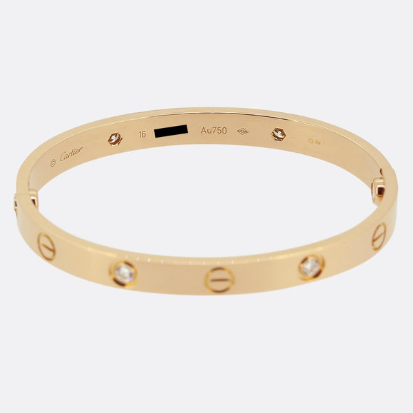 Cartier Four Diamond LOVE Bangle Size 16