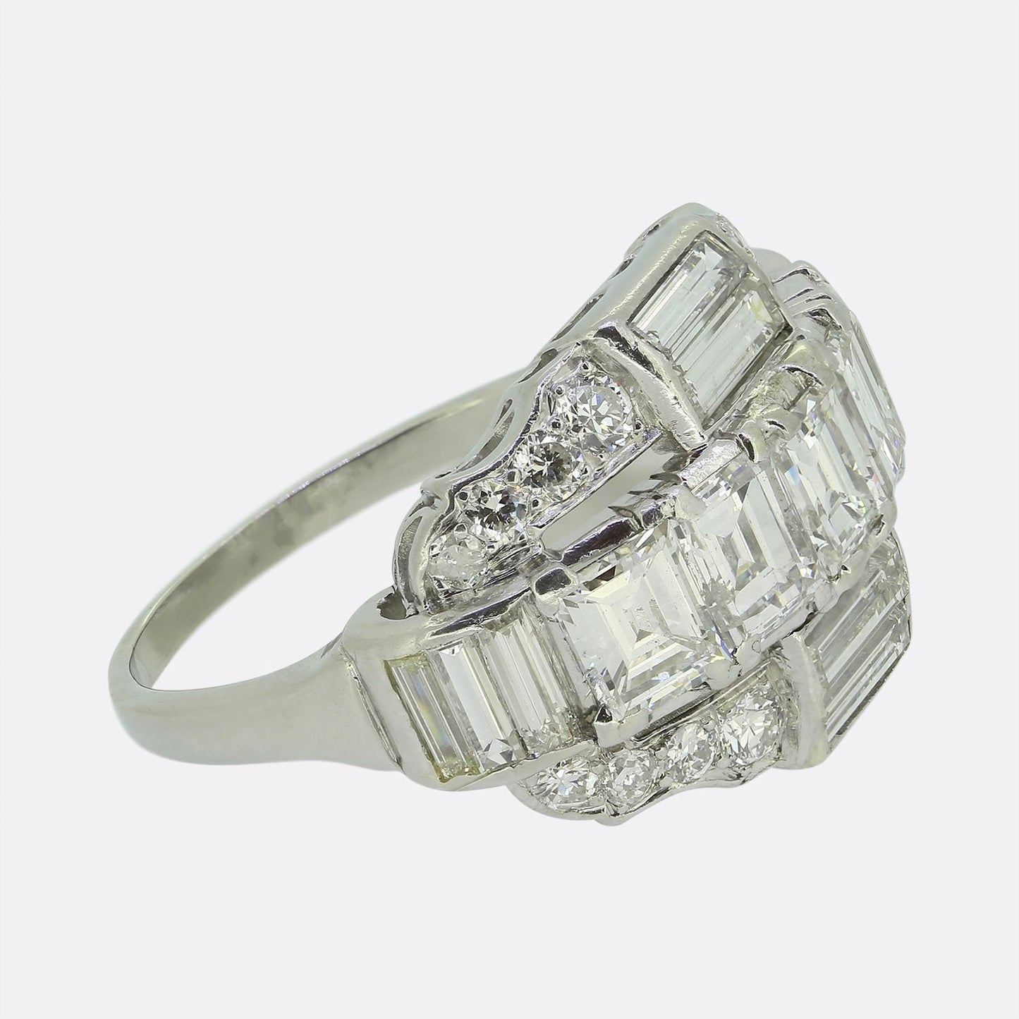 Mid-Century Diamond Cluster Ring