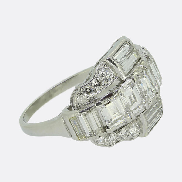 Mid-Century Diamond Cluster Ring