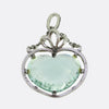Edwardian Aquamarine Heart and Diamond Drop Pendant