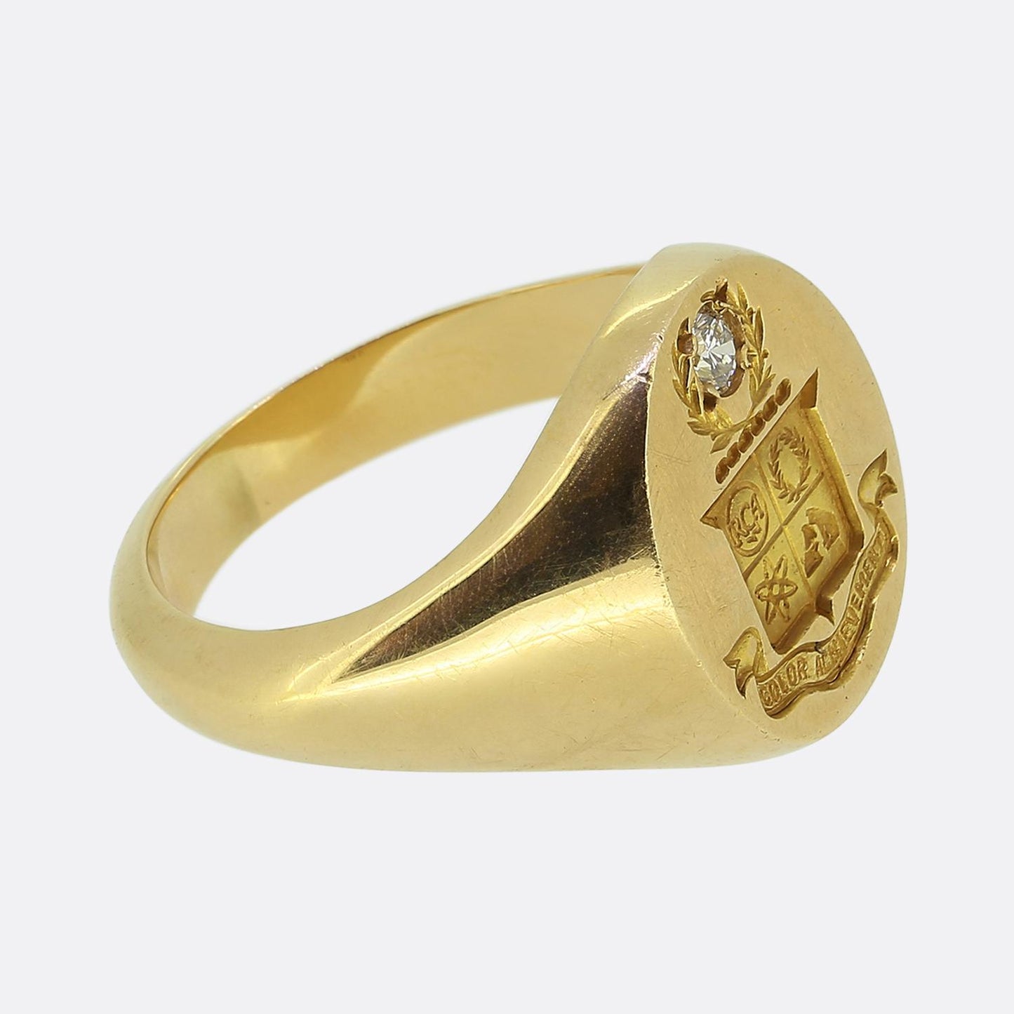 Vintage Intaglio Diamond Signet Ring