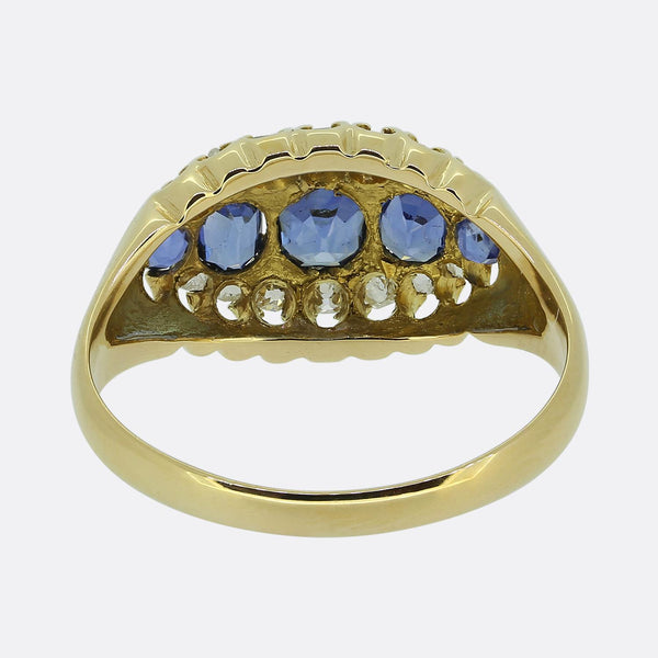 Antique Five-Stone Sapphire and Diamond Ring