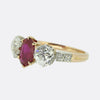 Edwardian Burmese Ruby and Diamond Three Stone Ring