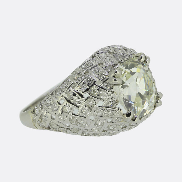 Art Deco 2.50 Carat Diamond Bombe Ring