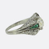 Art Deco 1.00 Carat Diamond and Emerald Ring