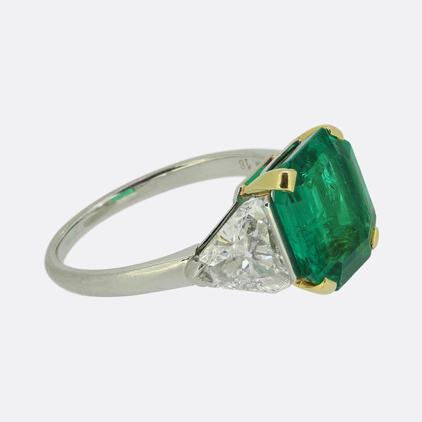 Bvlgari 4.16 Carat Colombian Emerald and Diamond Three-Stone Ring