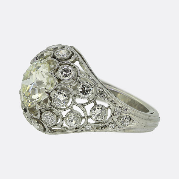 Antique 3.00 Carat Old Cut Diamond Bombe Ring