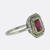 Art Deco Unheated Ruby and Diamond Cluster Ring