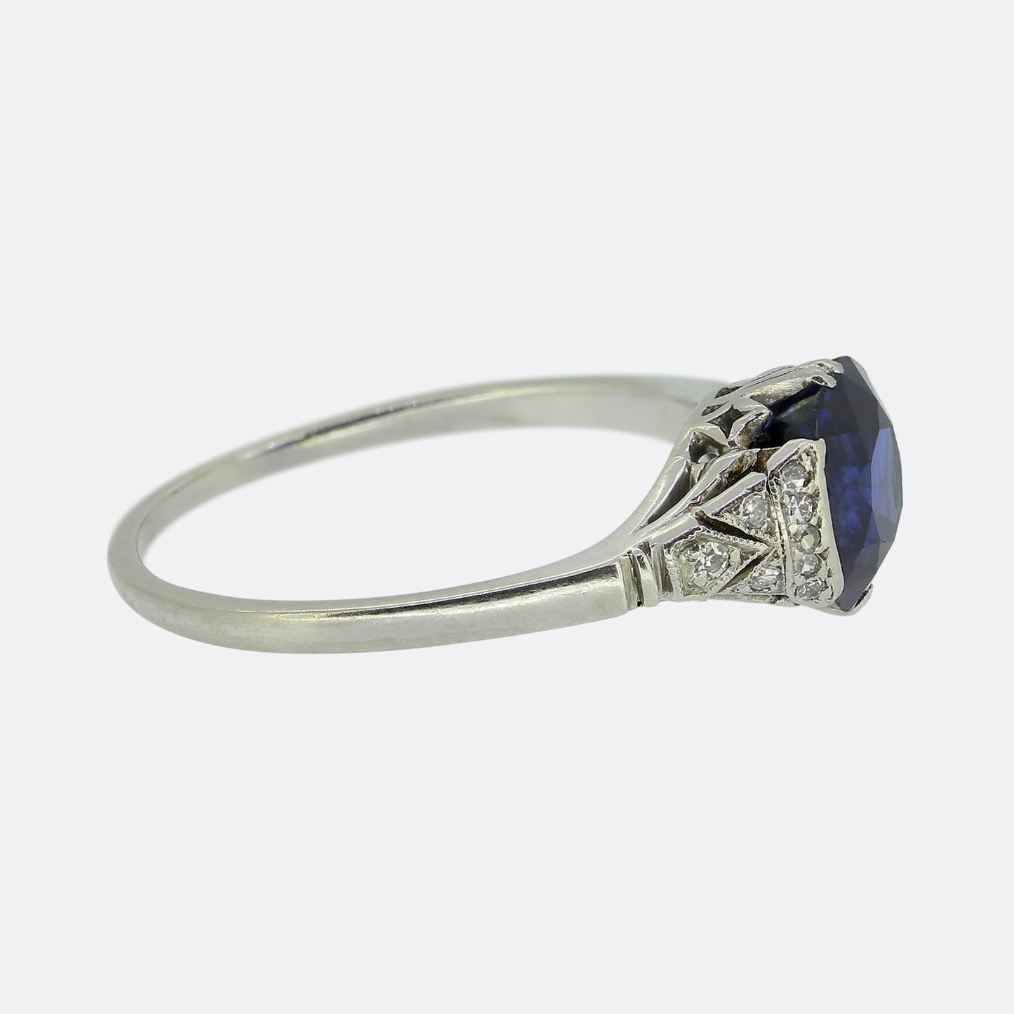 Art Deco 1.60 Carat Sapphire and Diamond Ring